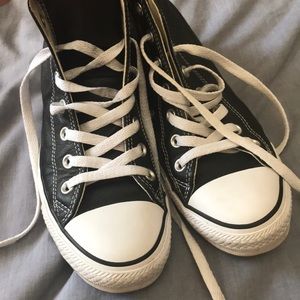 COPY - Black LEATHER high top converse